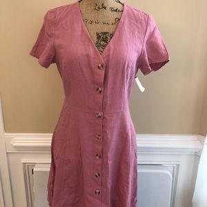 Vero Moda Dusty Rose Button-Front Short Sleeve Dress